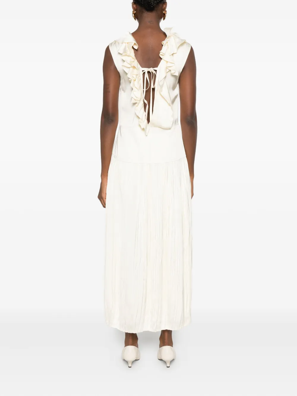 Jil Sander Geplooide jurk met ruches Wit