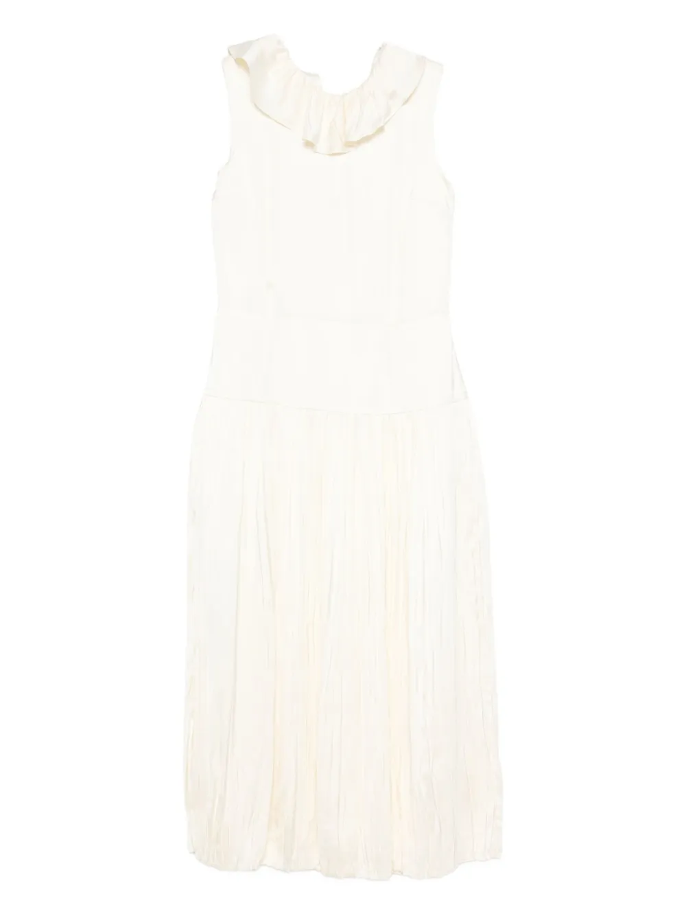 Jil Sander プリーツ ラッフルドレス - ホワイト Jil Sander プリーツ ラッフルドレス - ホワイト