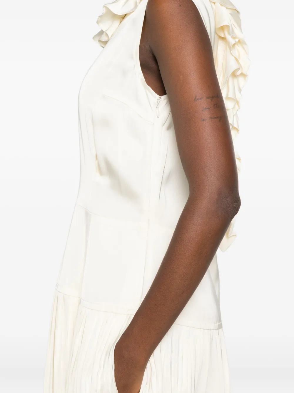 Jil Sander Geplooide jurk met ruches Wit