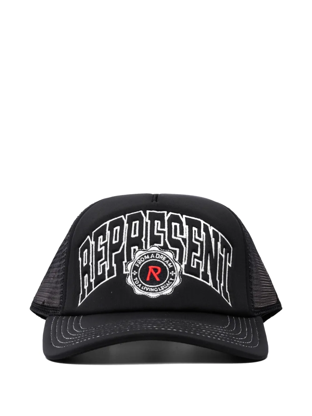 Represent embroidered mesh cap hat | Black | Image 1