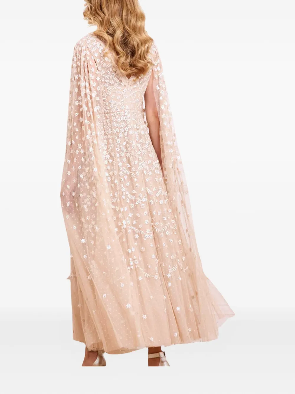 Needle & Thread Clover Flower-print Maxi Dress In Neutral