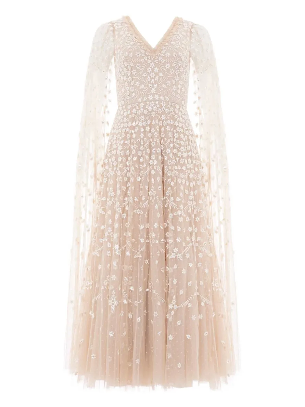 Needle & Thread Clover Flower-print Maxi Dress In Neutral