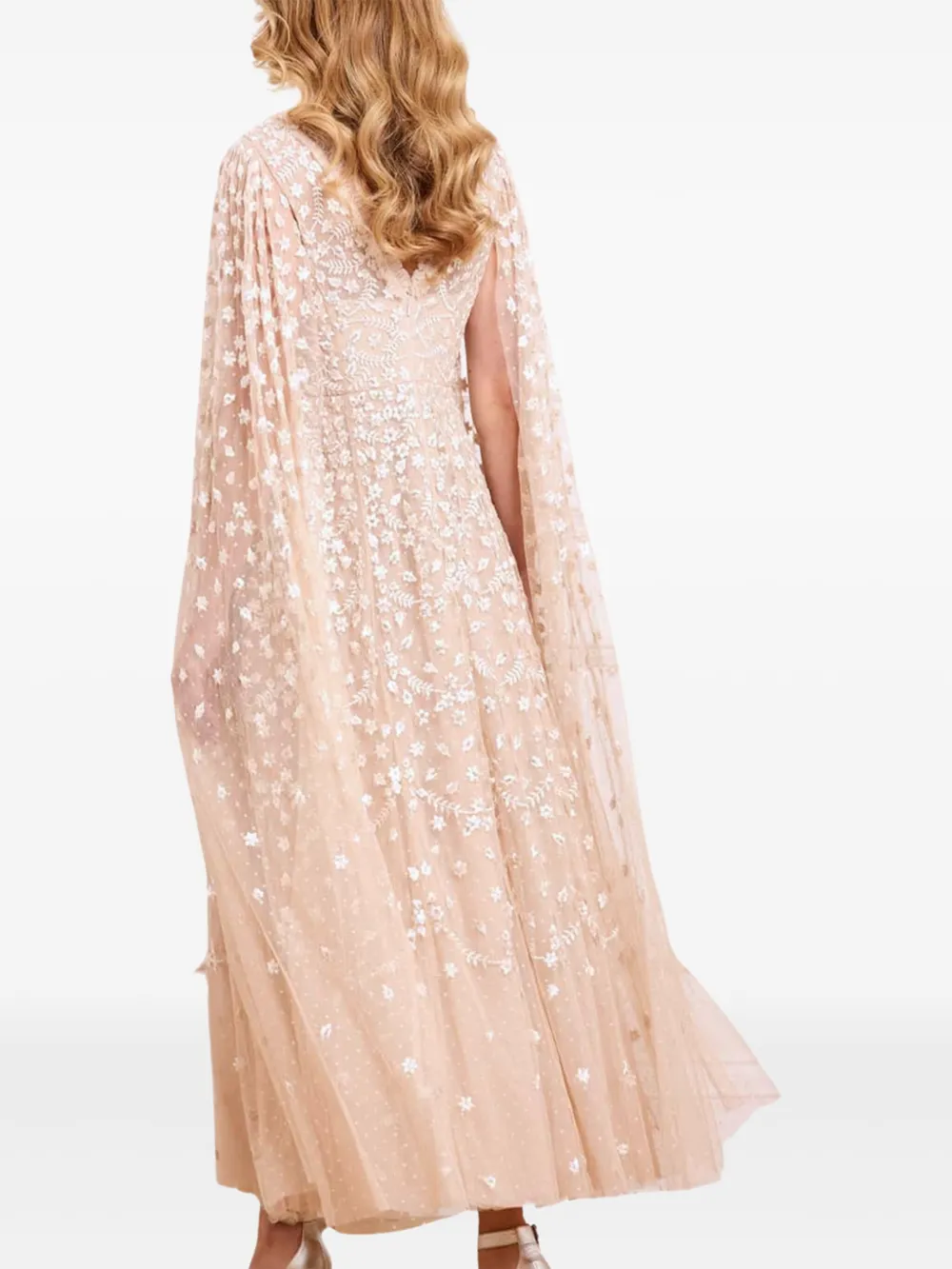 Needle & Thread Maxi-jurk met bloemenprint Beige