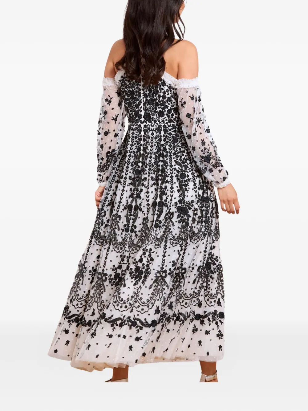 Needle & Thread embroidered-flowers maxi dress - Wit