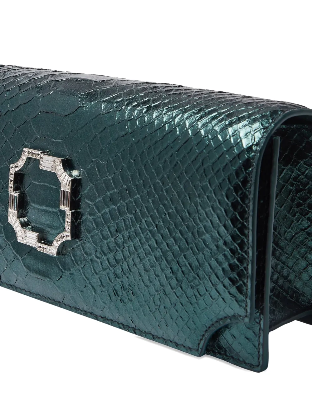 Malone Souliers Viven Crocodile-embossed Clutch In Green