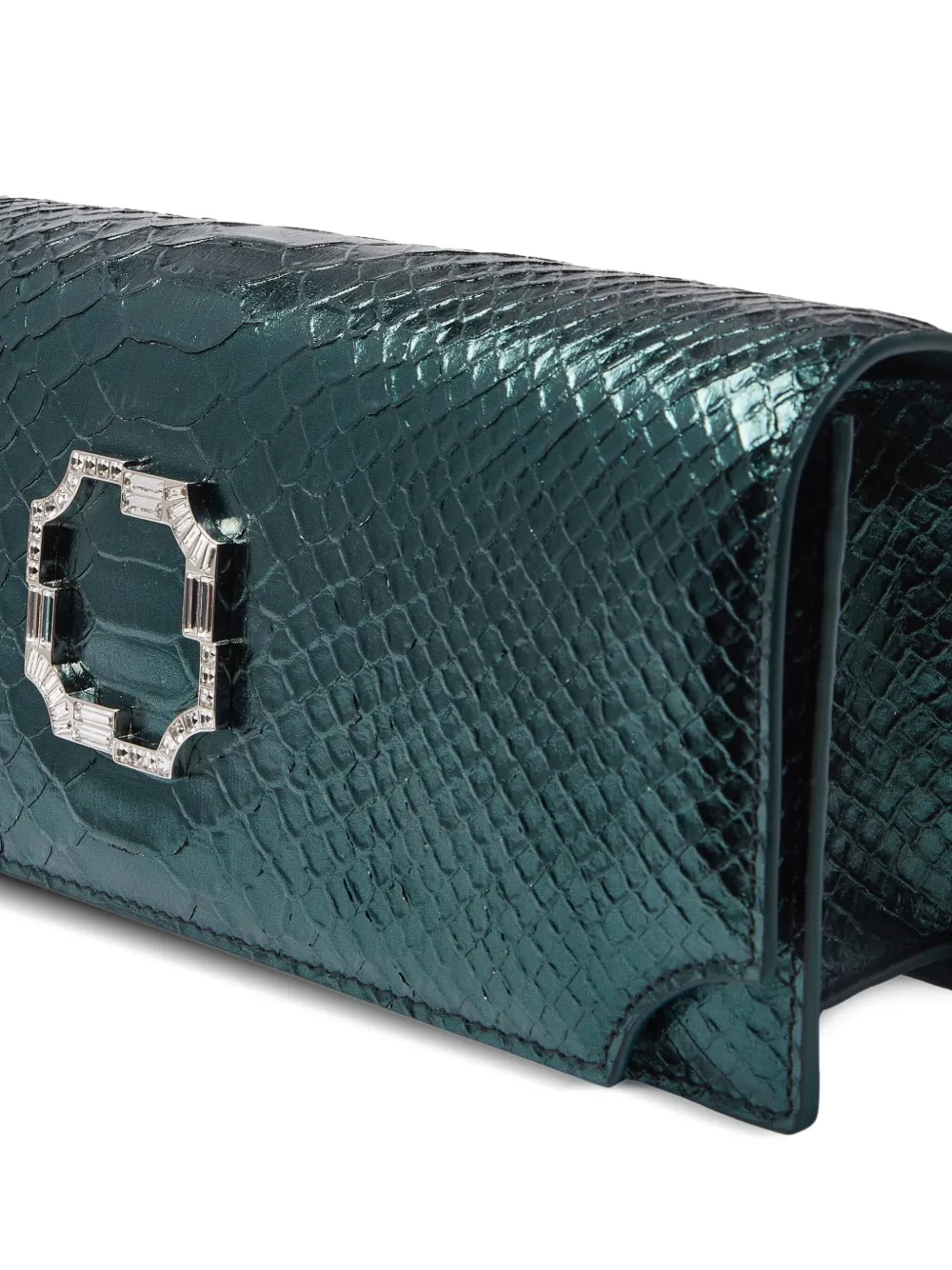 Malone Souliers Viven clutch met krokodillen-reliëf Groen
