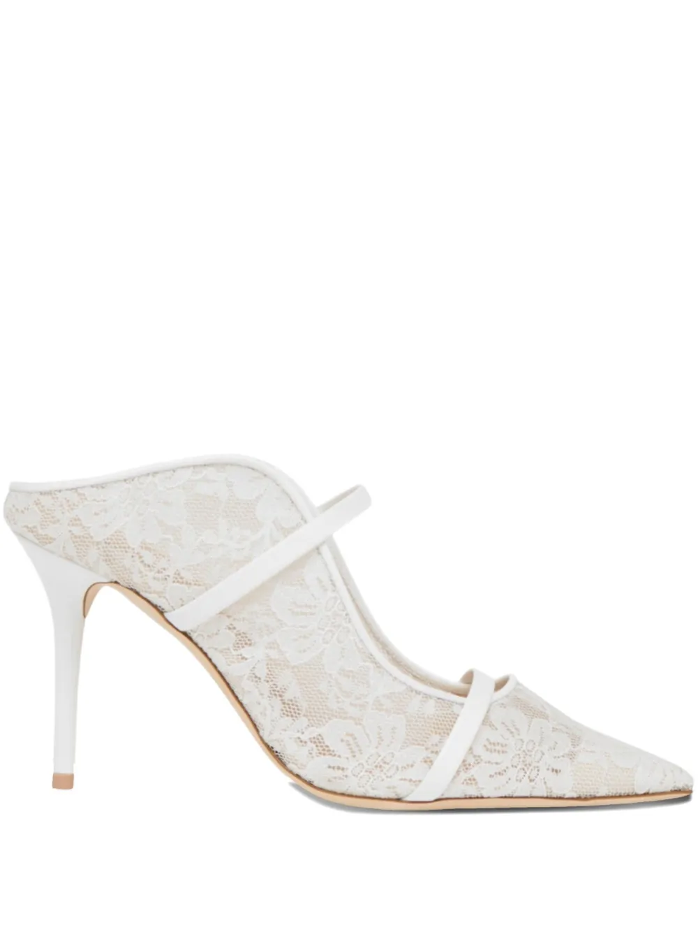 Malone Souliers Mules con pizzo e tacco a stiletto 85mm - Bianco