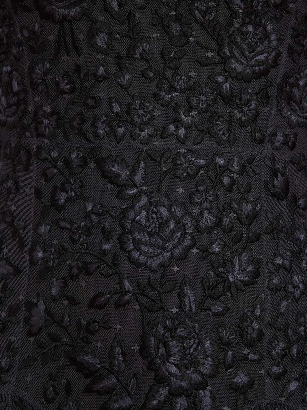 Needle & Thread Rosa Floral-embroidered Maxi Dress In Black