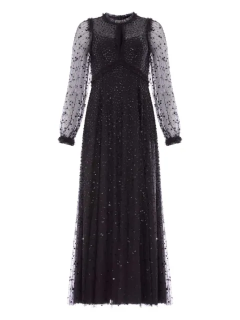 Needle & Thread sequin-embellishment long-sleeve maxi dress