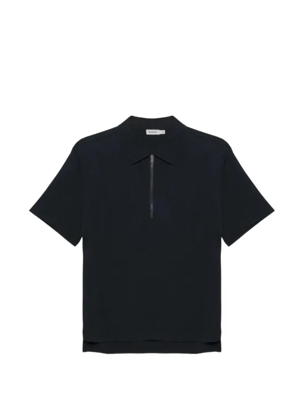 Simkhai Ethan Zip-up Polo Shirt in Black
