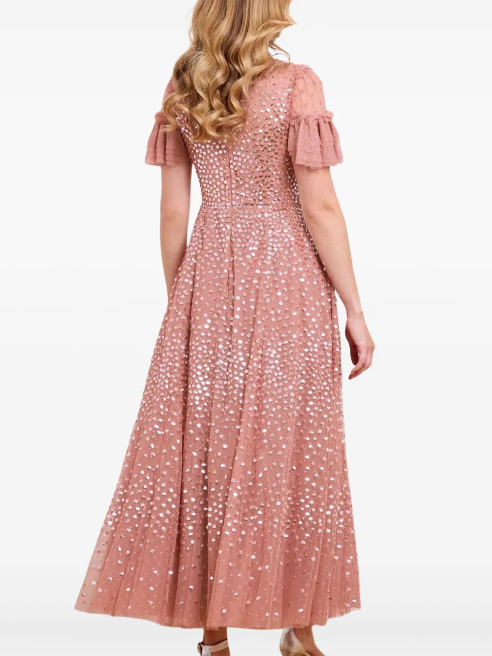 Needle & Thread Maxi-avondjurk met ruches Roze