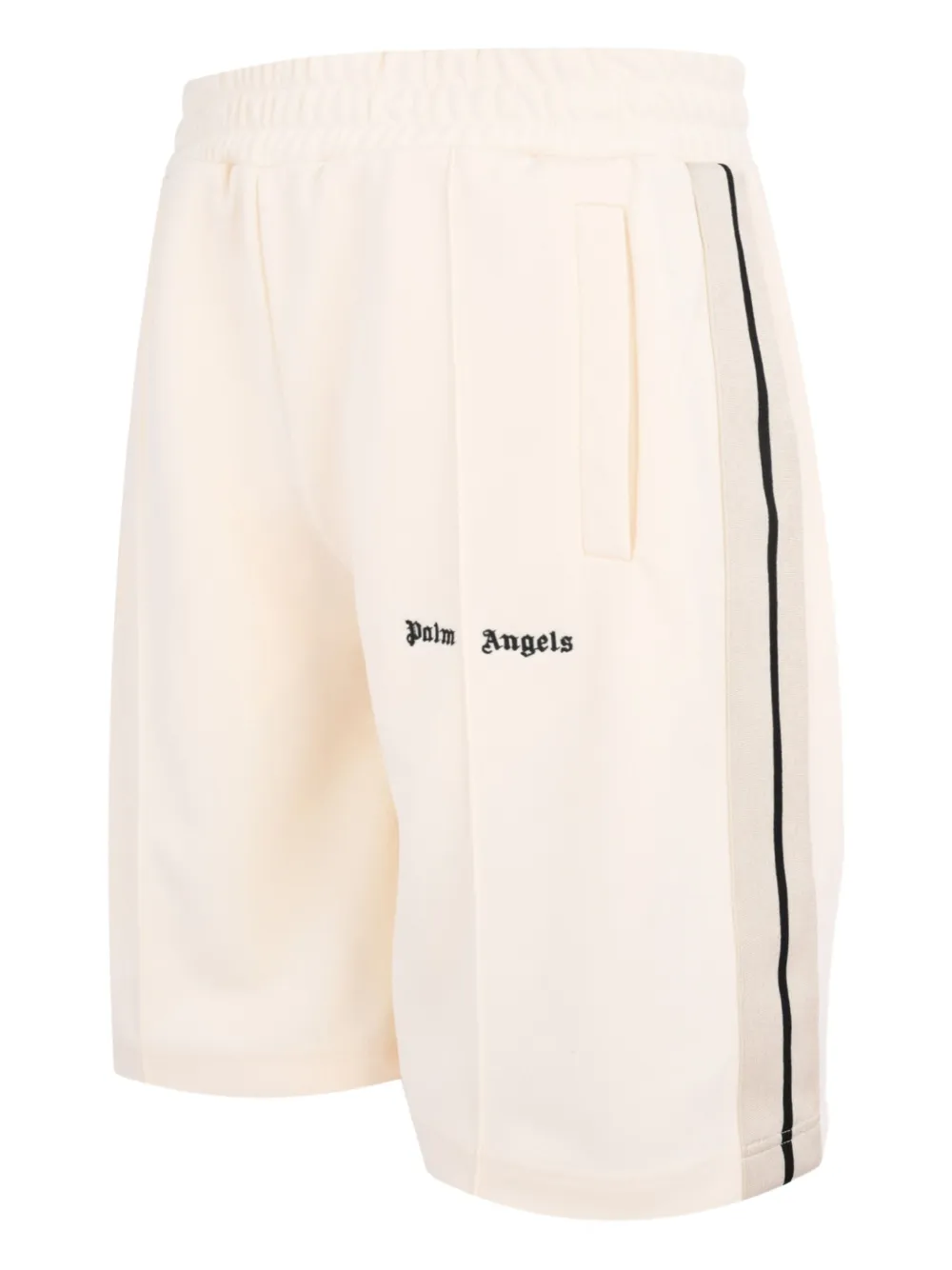 Palm Angels logo-plaque track shorts Beige