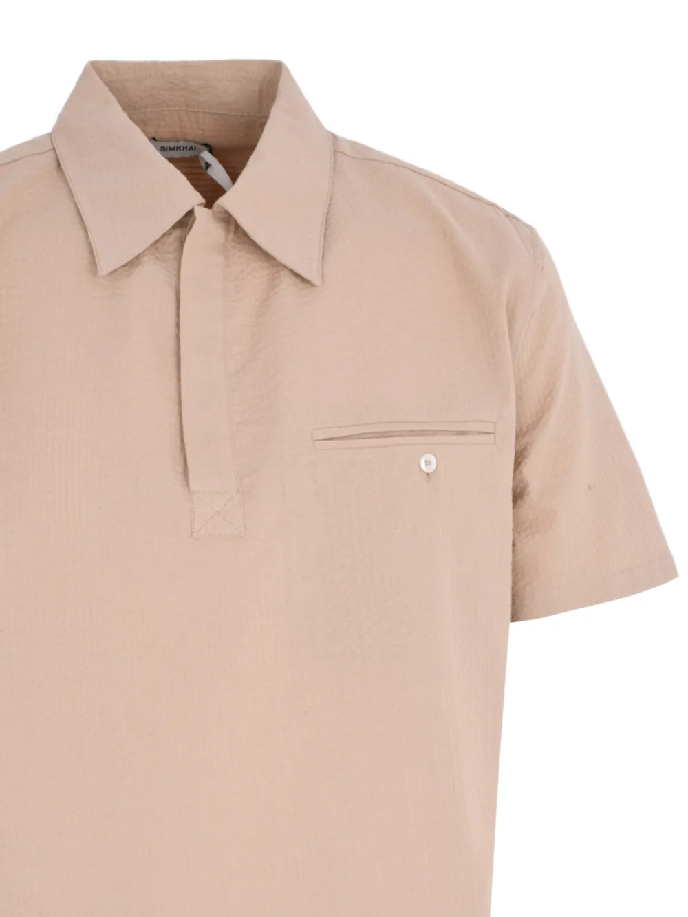 SIMKHAI Cormac Short-sleeve Polo Shirt in Neutrals, view 3