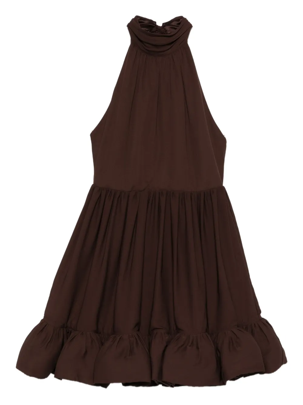 MALINA high-neck ruffled dress | Brown | Image 1