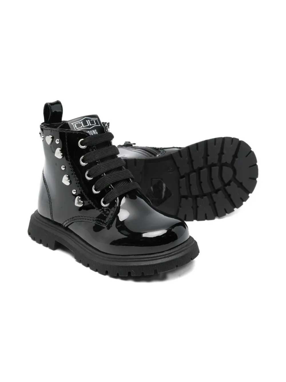 Cult Lakleren laarzen met studs - Zwart