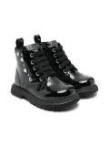 Cult patent leather heart-studded boots - Black