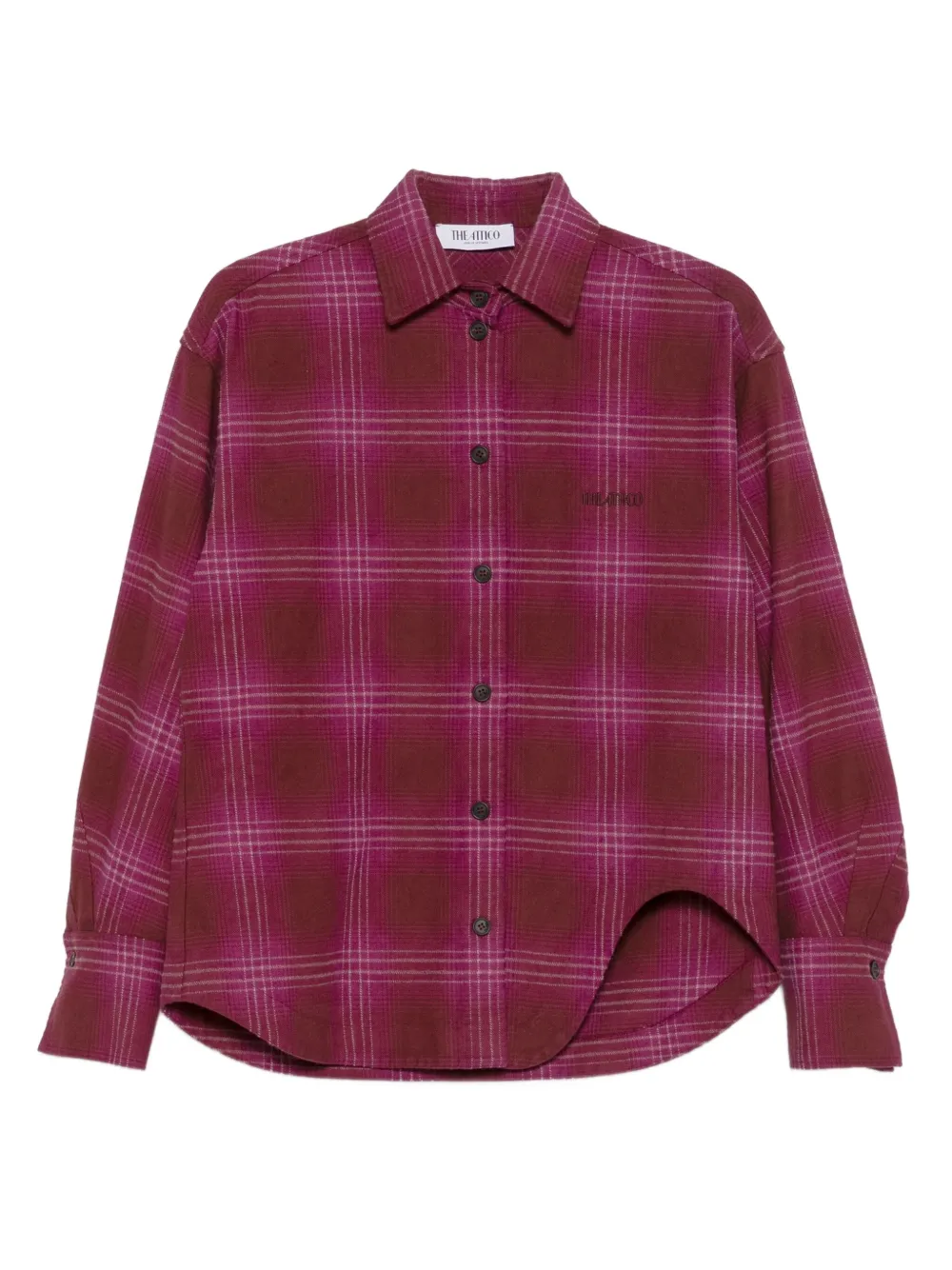 The Attico checked curved-hem shirt | Red | Image 1