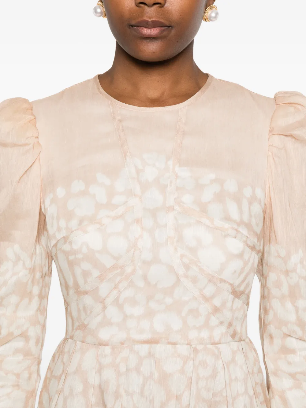 MALINA Jurk met luipaardprint Beige