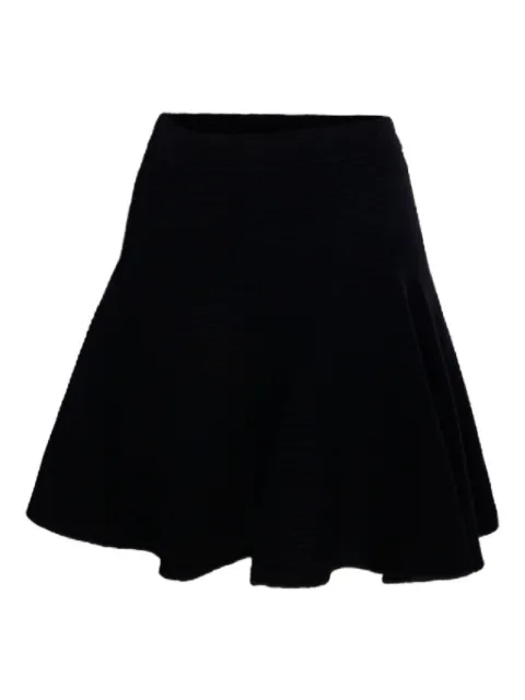 Nude ribbed flared skirt