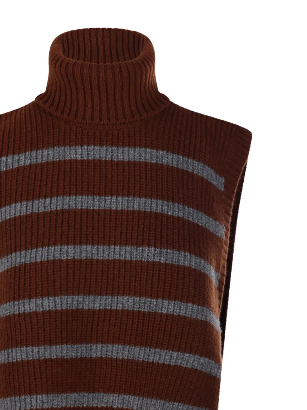 Davantino Striped Turtleneck Sweater In Brown