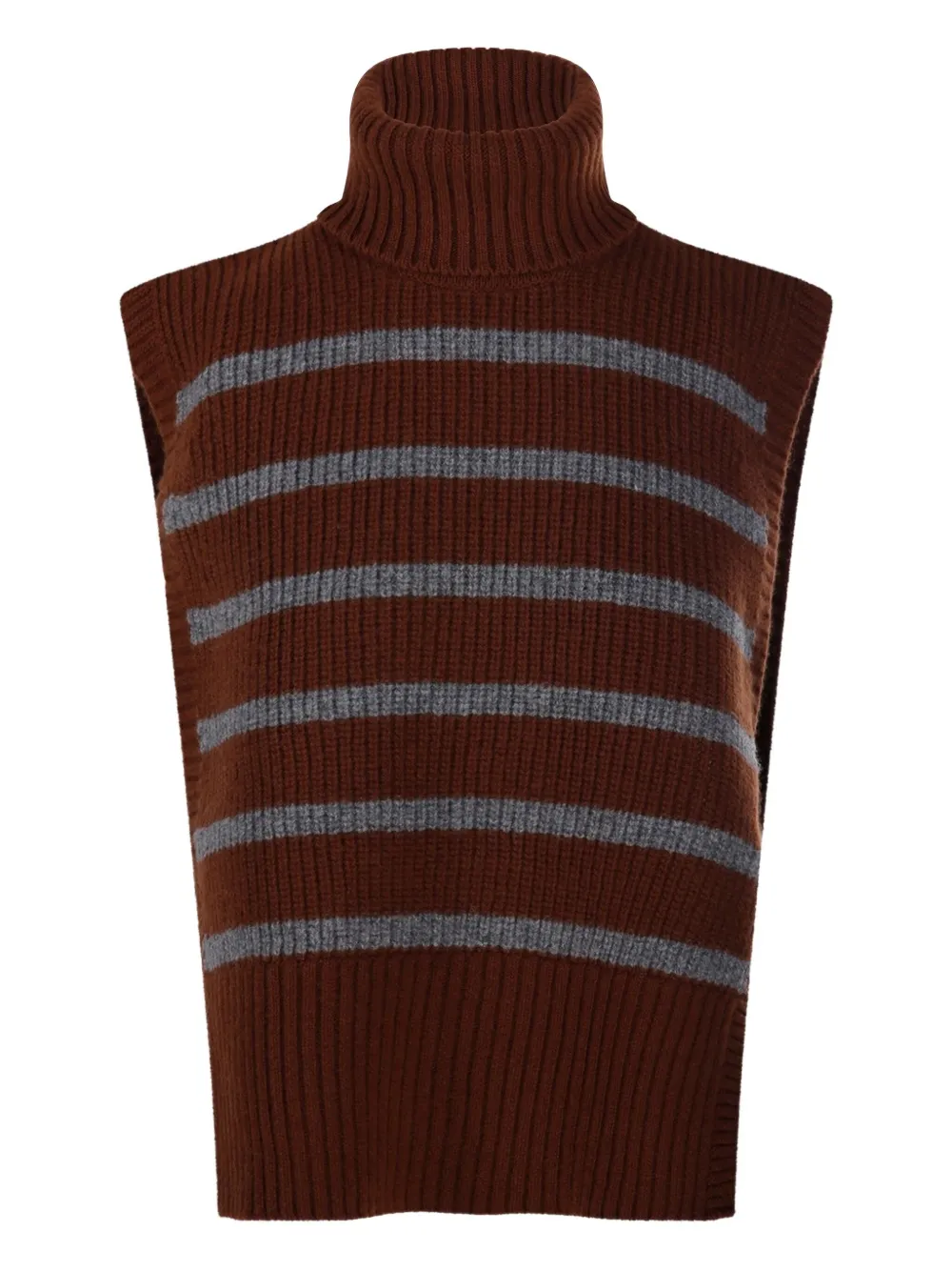 Davantino Striped Turtleneck Sweater In Brown