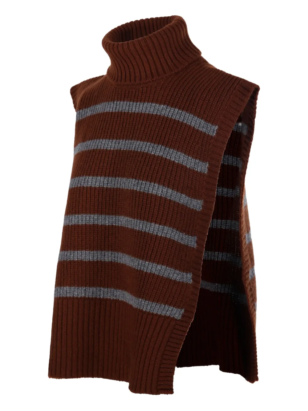 Davantino Striped Turtleneck Sweater In Brown