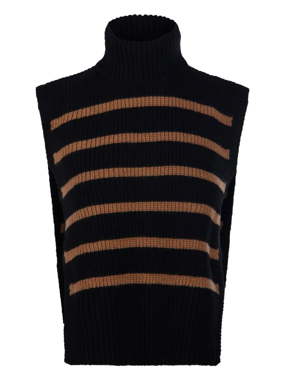 Davantino Turtleneck Striped Vest In Black