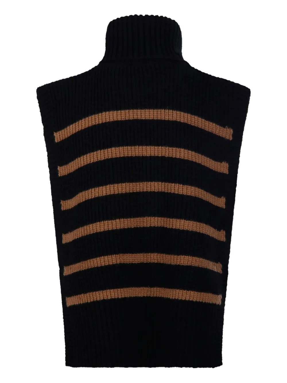 Davantino Turtleneck Striped Vest In Black