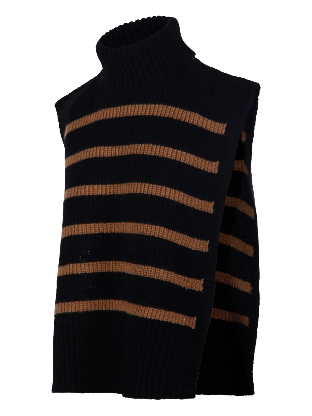 Davantino Turtleneck Striped Vest In Black