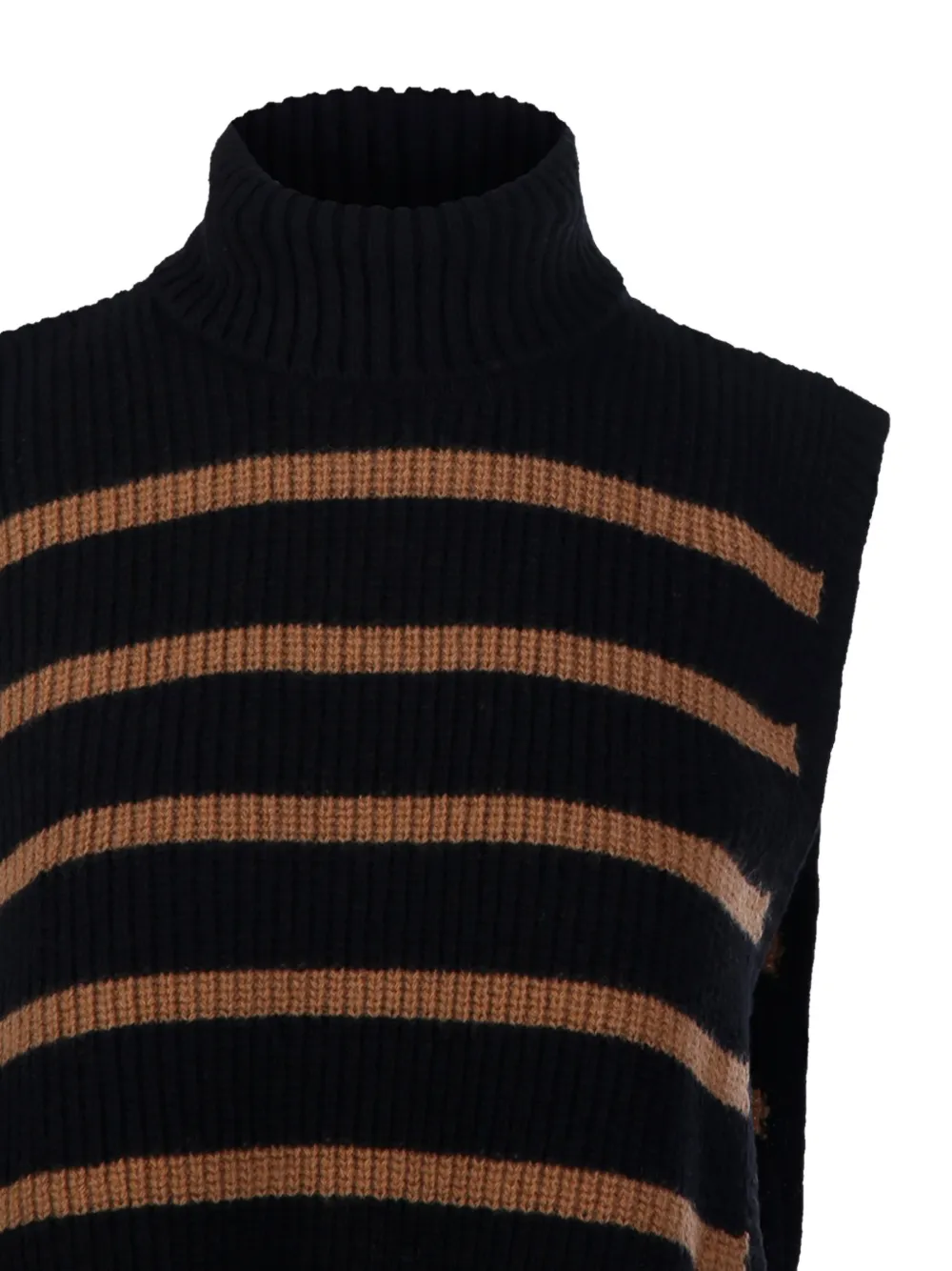 Davantino Turtleneck Striped Vest In Black