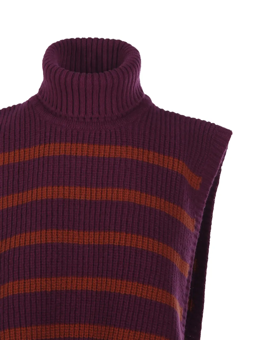 Davantino Turtleneck Striped Vest In Burgundy