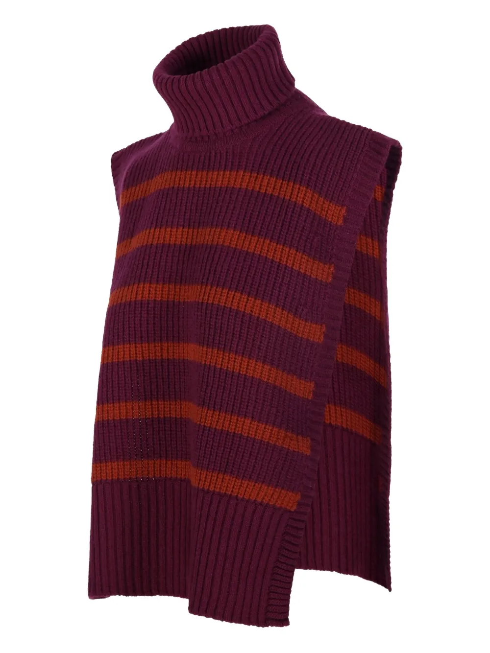 Davantino Turtleneck Striped Vest In Burgundy