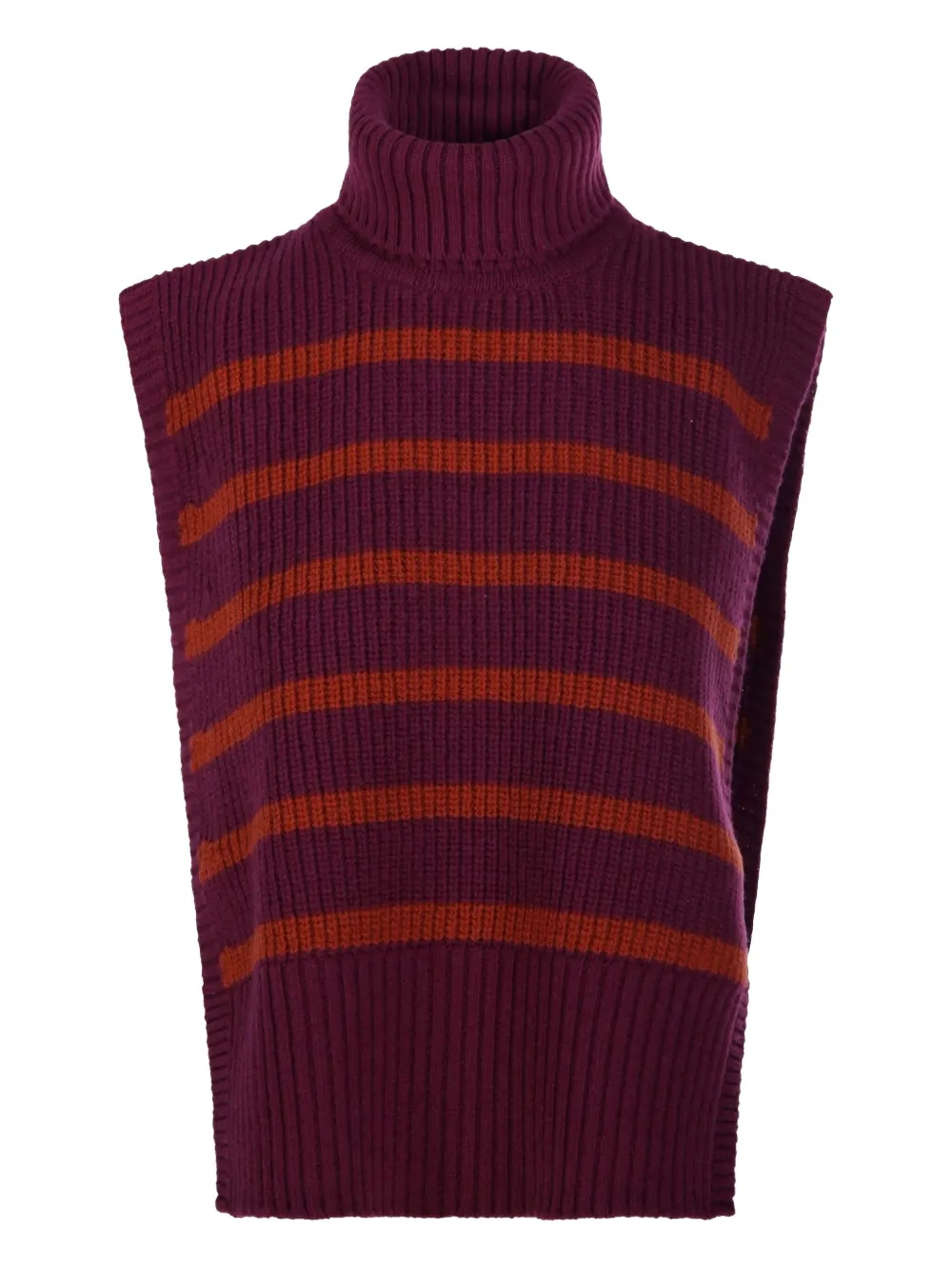 Davantino Turtleneck Striped Vest In Burgundy