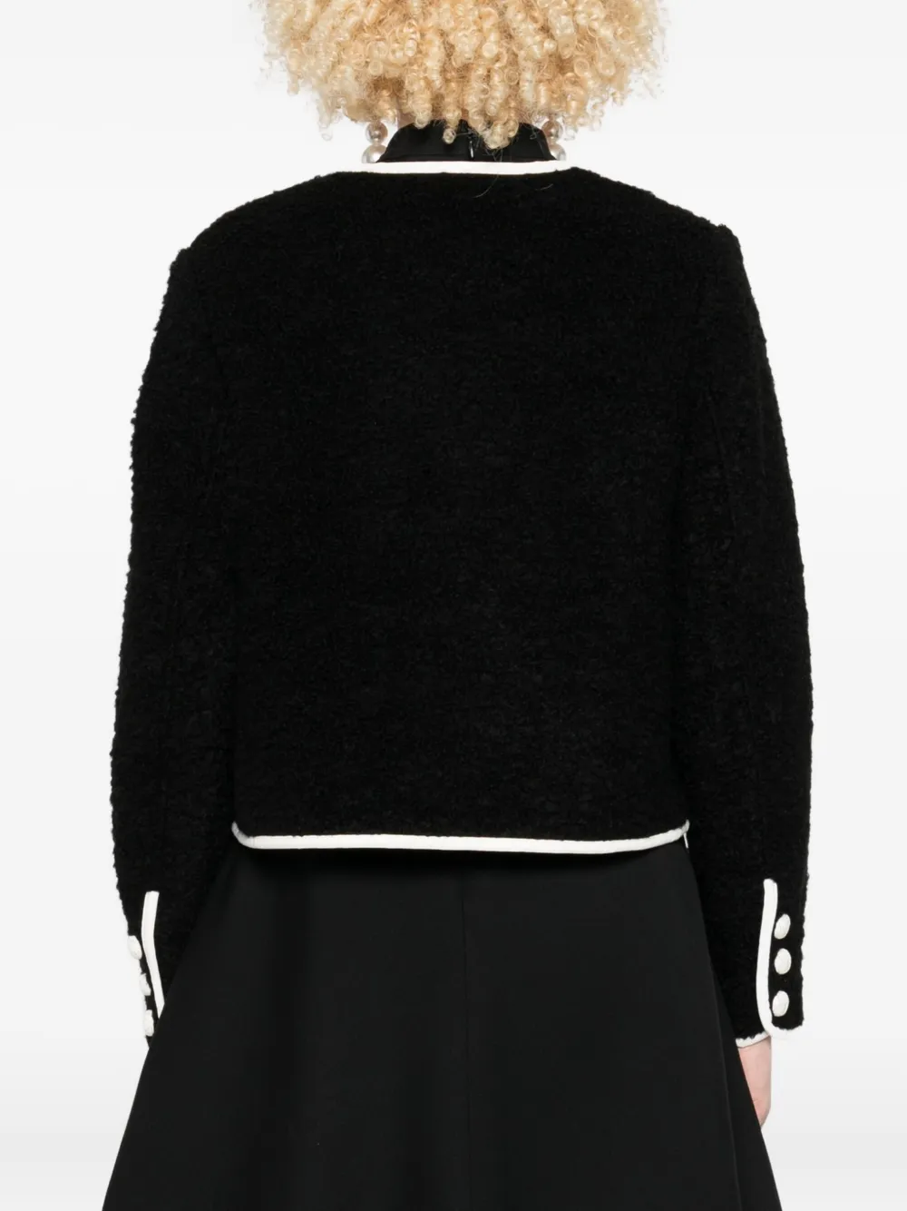 Malina Buttoned Cropped Jacket In Black