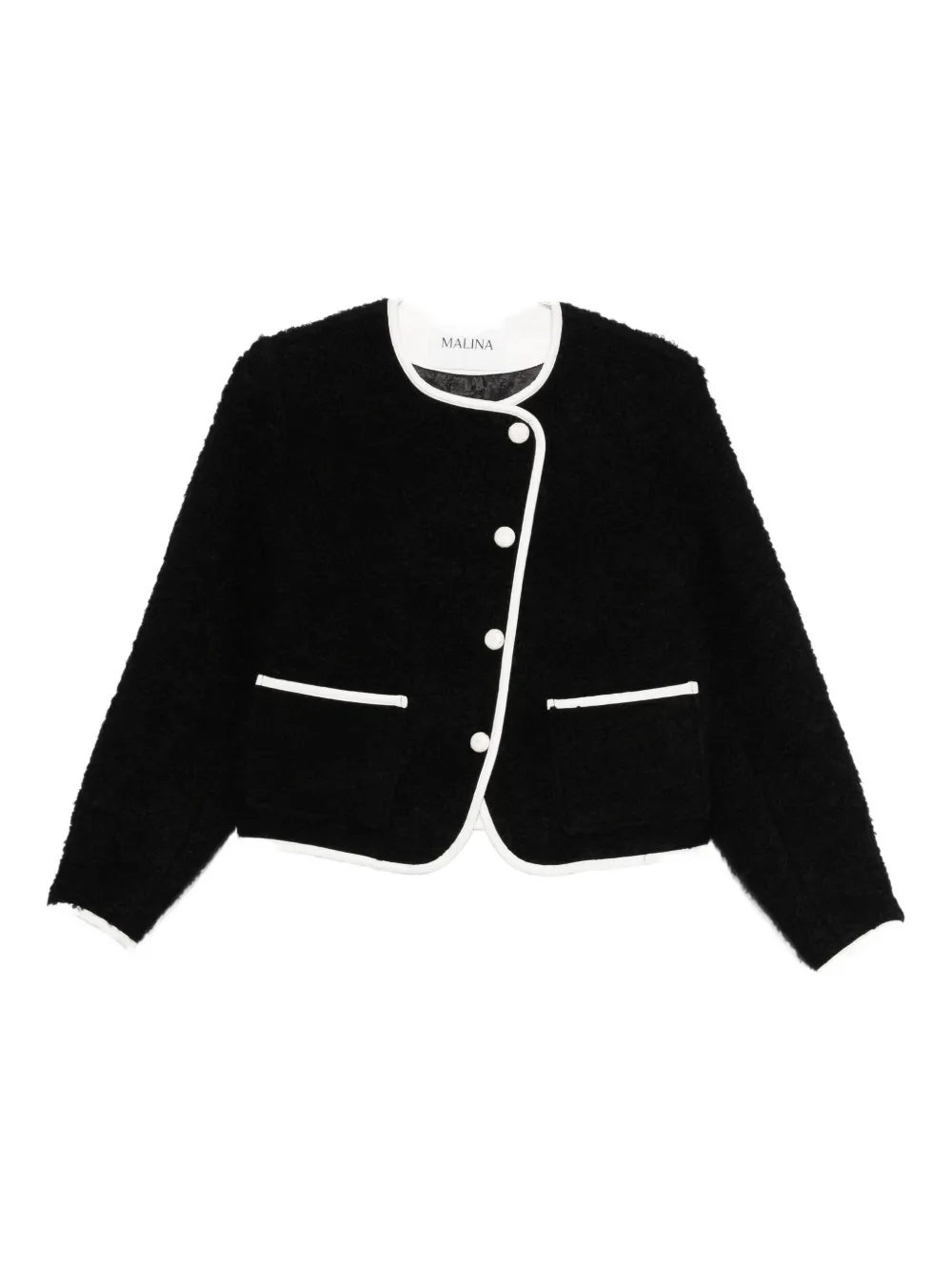 Malina Buttoned Cropped Jacket In Black