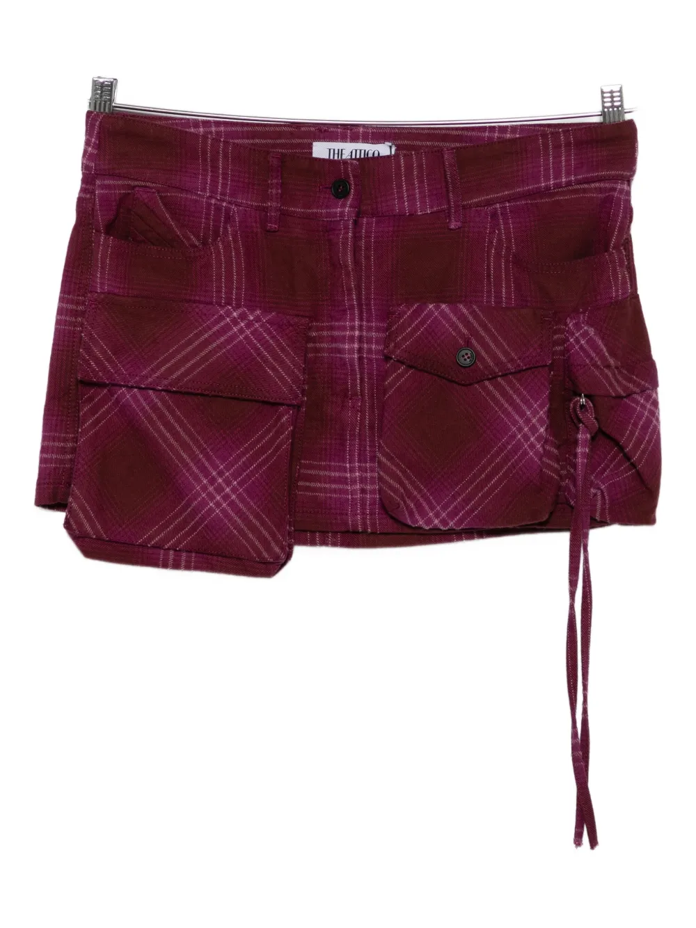 Attico Plaid Pocket Mini Skirt In Red