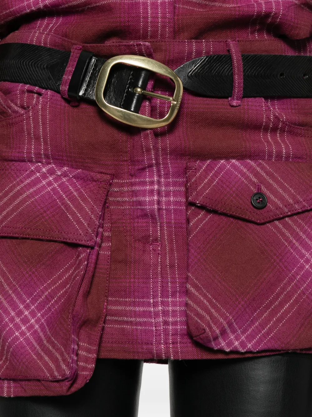 Attico Plaid Pocket Mini Skirt In Red