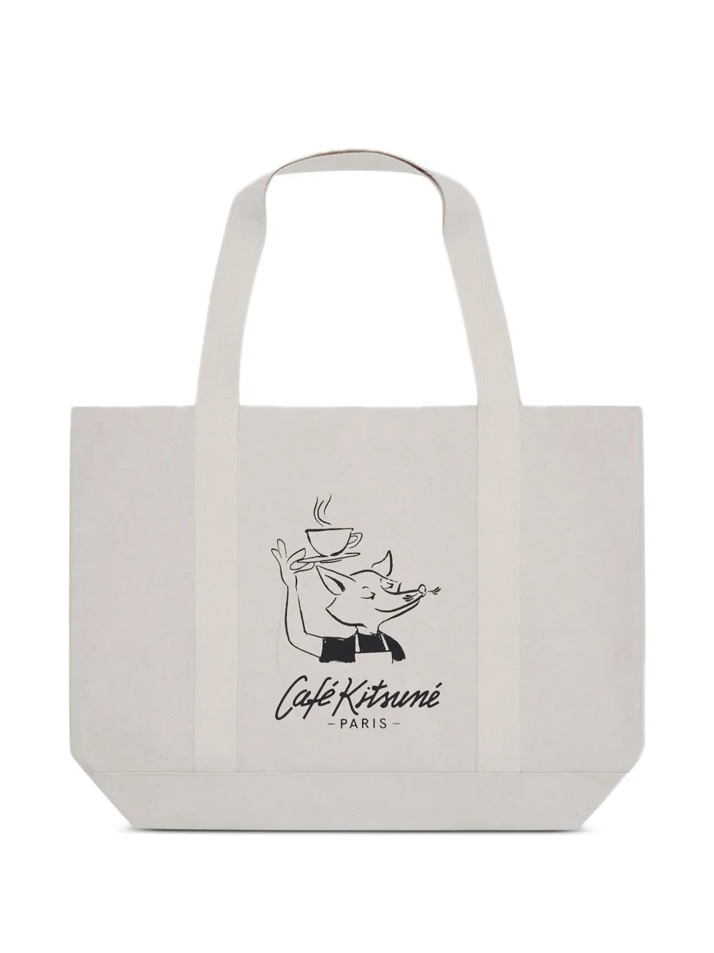 CAFÉ KITSUNÉ Barista Fox print tote bag | White | Image 1