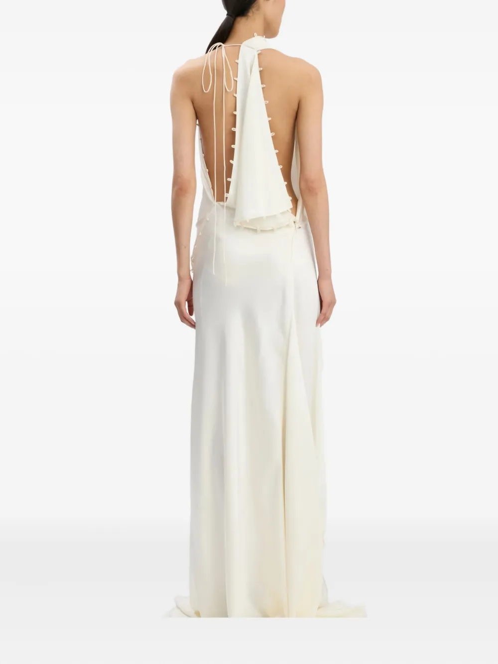 Victoria Beckham Cowl-neck Maxi Dress In Neutral