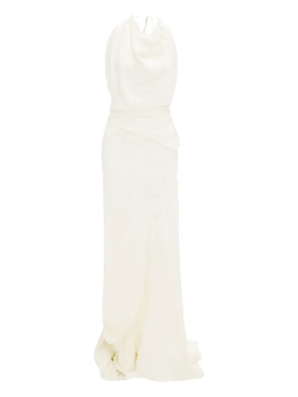 collar maxi dress Stand Collar Maxi Dress COFFEE / L