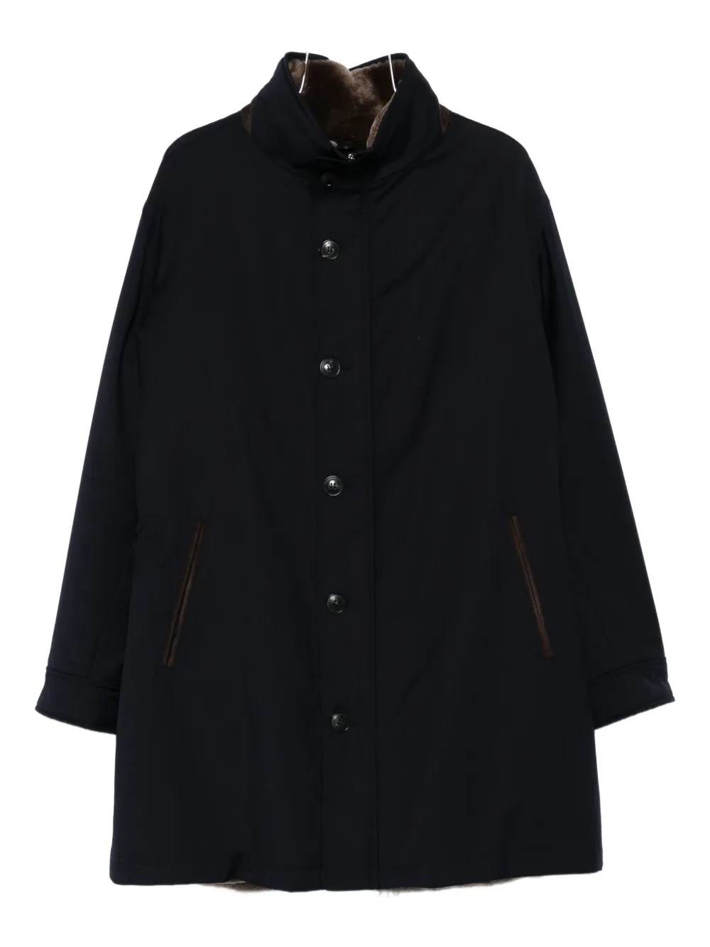 Manzoni 24 button-fastening velvet-collared coat | Blue | Image 1