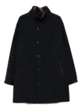 Manzoni 24 button-fastening velvet-collared coat - Blue