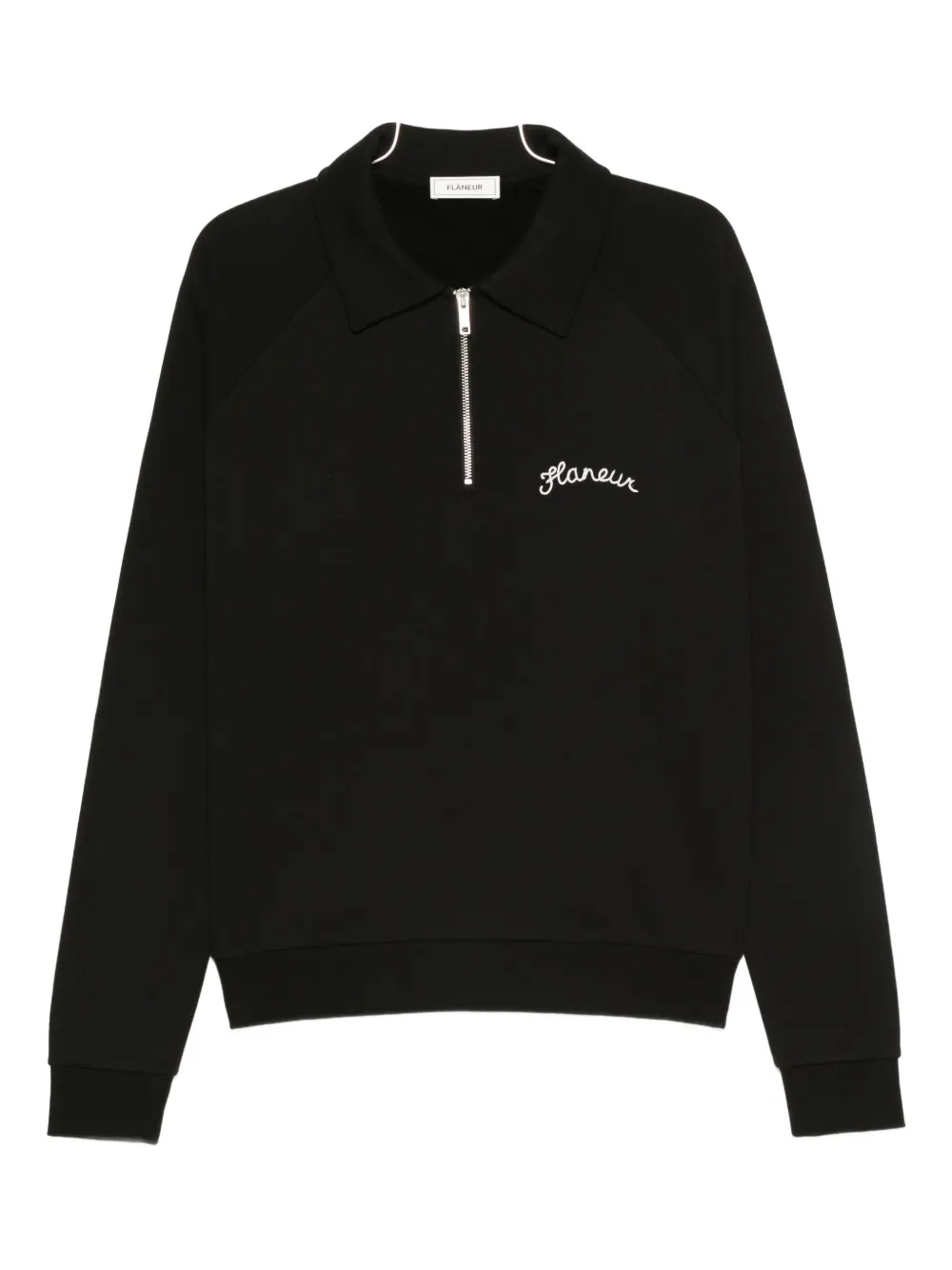 Flâneur Signature Raglan Half Zip In Black
