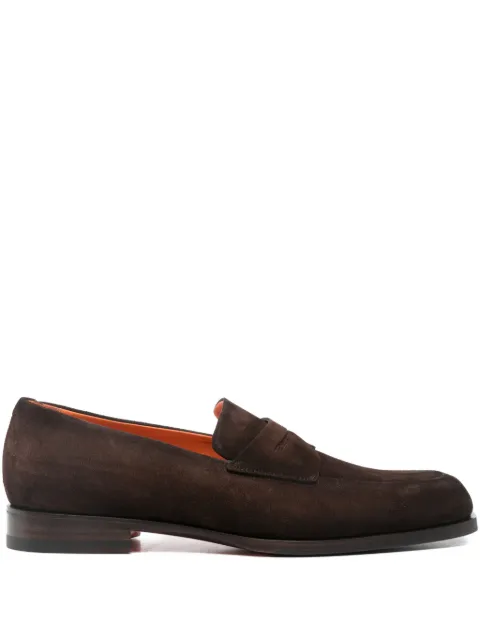 Santoni penny-slot suede loafers