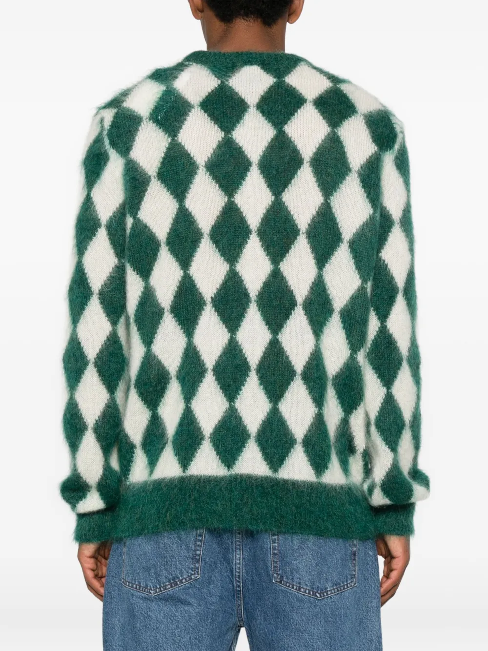 Amaranto Diamond-pattern Mohair Sweater In Green