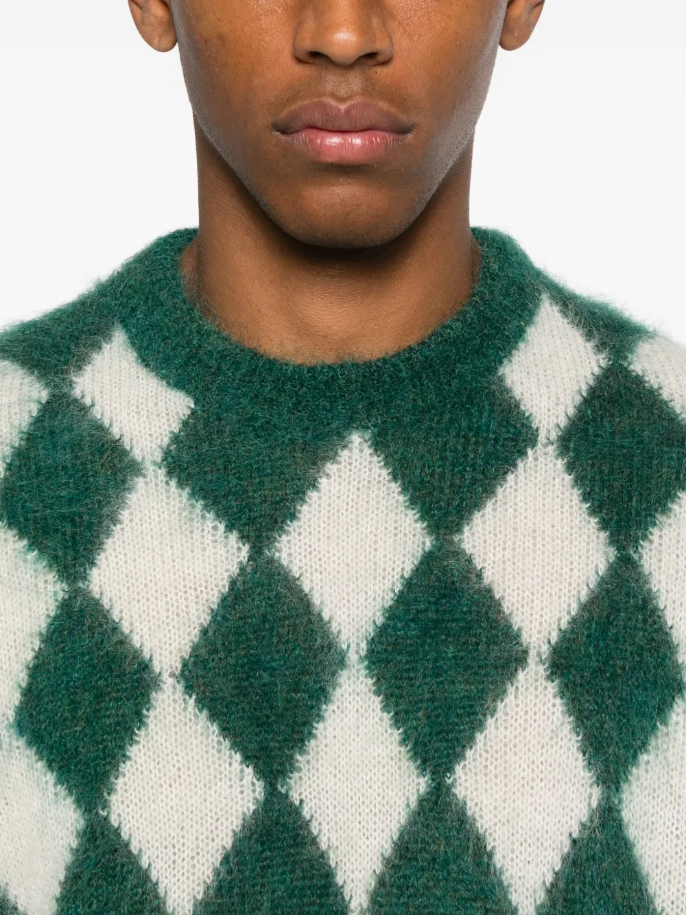 Amaranto Diamond-pattern Mohair Sweater In Green