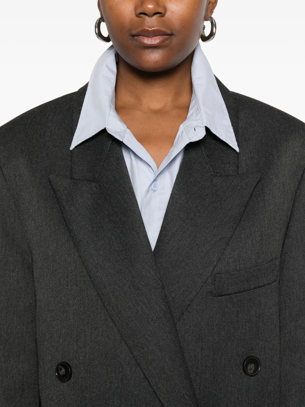 The Frankie Shop Jane Double-breasted Coat In Black