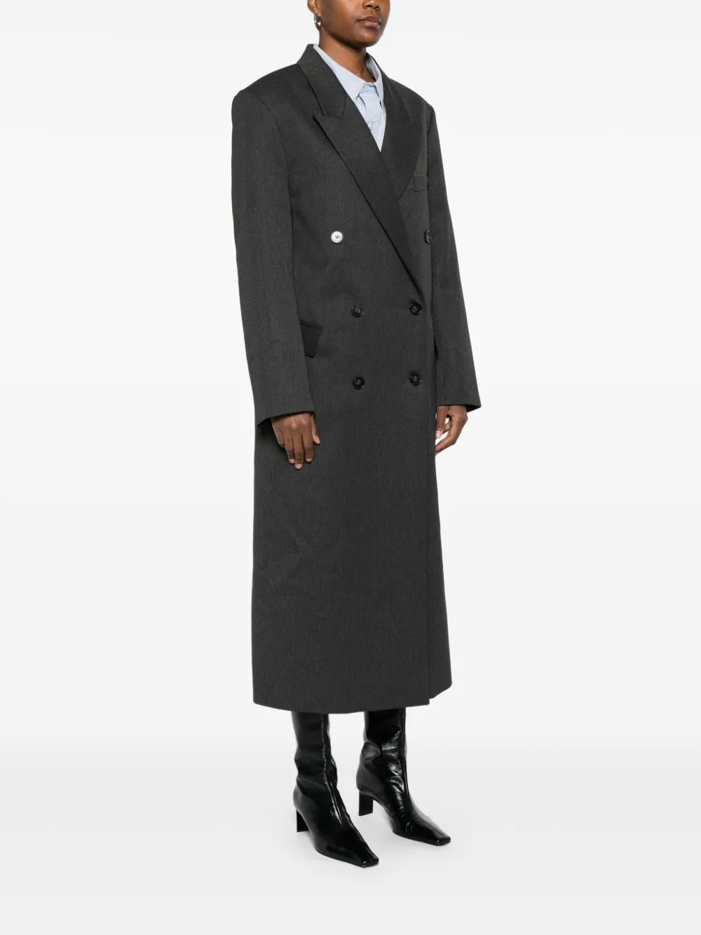 The Frankie Shop Jane Double-breasted Coat In Black