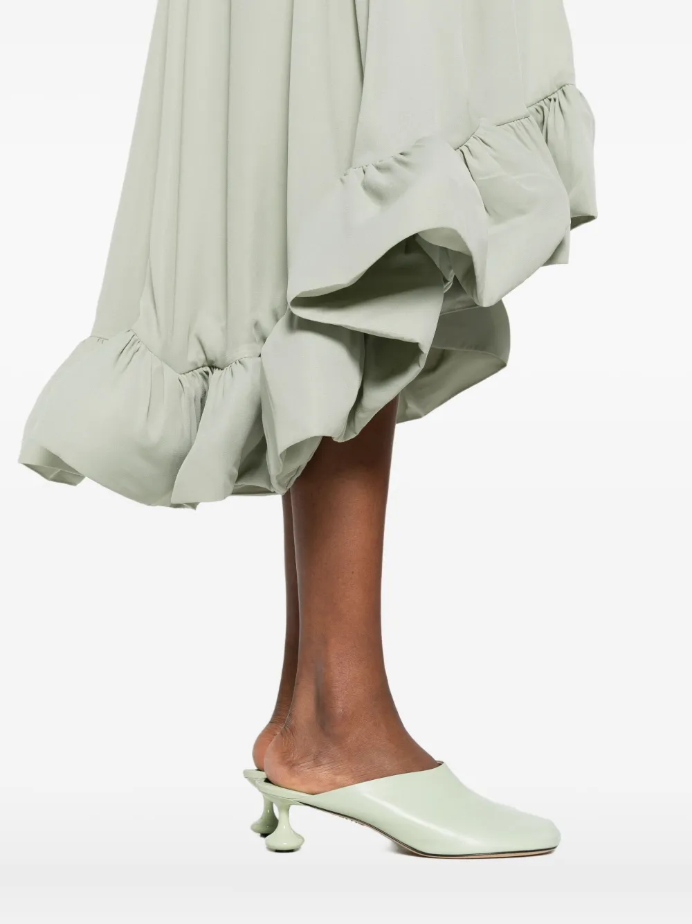 Malina Halterneck Ruffled Dress In Green