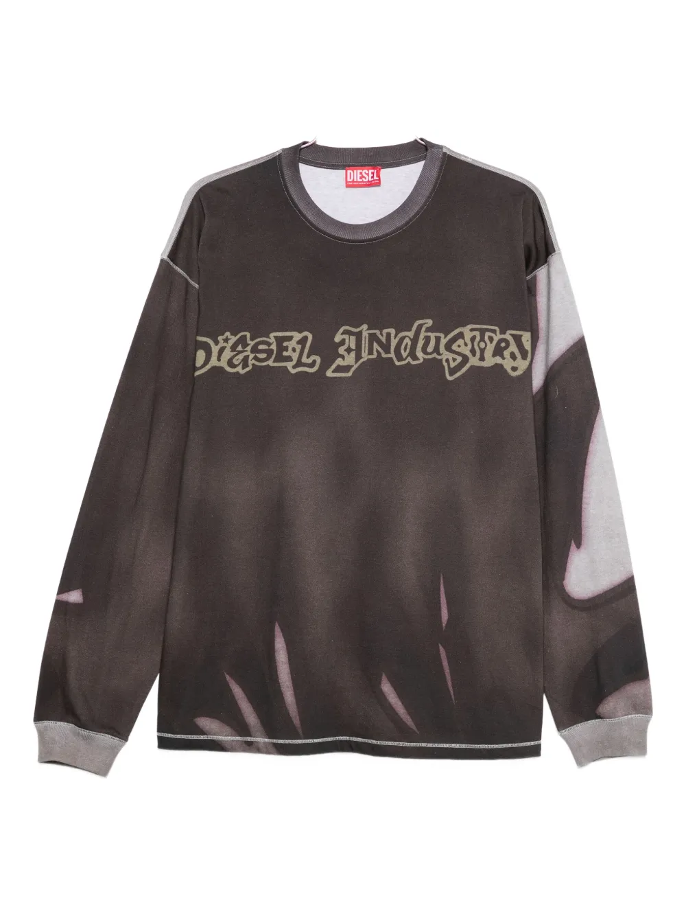 Diesel Logo-print Long-sleeves Sweatshirt In Gray